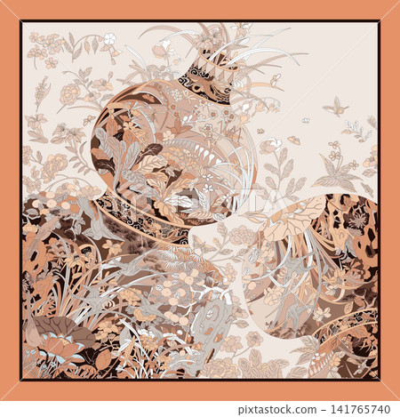 Diverse Seamless Pattern Collection With Vintage Florals And Cute Cartoon Animals 141765740