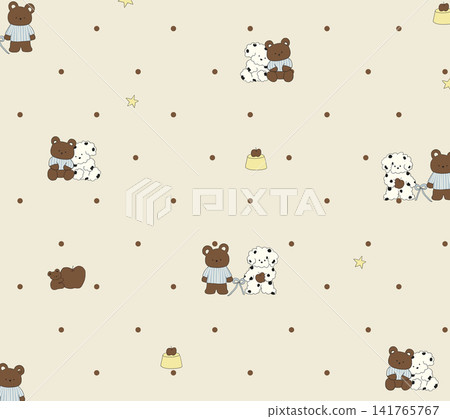 Diverse Seamless Pattern Collection With Vintage Florals And Cute Cartoon Animals Diverse Seamless Pattern Collection With Vintage Florals And Cute Cartoon Animals 141765767