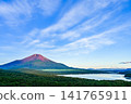 Lake Yamanaka in Yamanashi Prefecture and Mount Fuji in summer 141765911