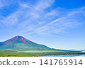 Lake Yamanaka in Yamanashi Prefecture and Mount Fuji in summer 141765914