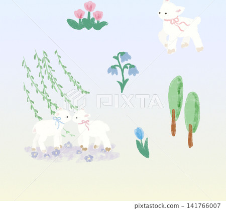 Diverse Seamless Pattern Collection With Vintage Florals And Cute Cartoon Animals Diverse Seamless Pattern Collection With Vintage Florals And Cute Cartoon Animals 141766007