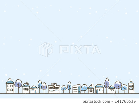 冬季城市景觀的簡筆畫插圖。 冬季城市景觀的簡筆畫插圖。 141766539