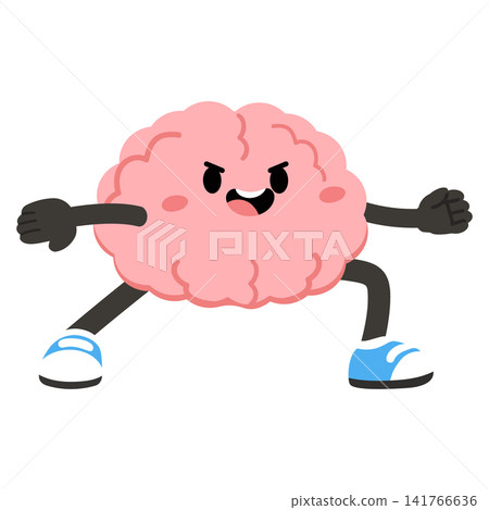 Brain character doing physical exercise 141766636