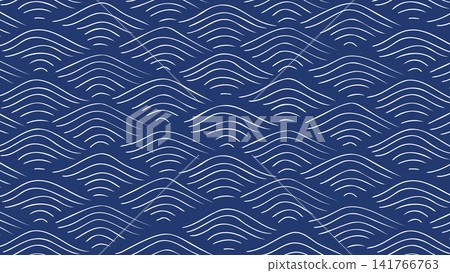 大型手繪青海波(波浪圖案),藏藍色,日式背景;傳統日式圖案,橫向格式。 大型手繪青海波(波浪圖案),藏藍色,日式背景;傳統日式圖案,橫向格式。 141766763