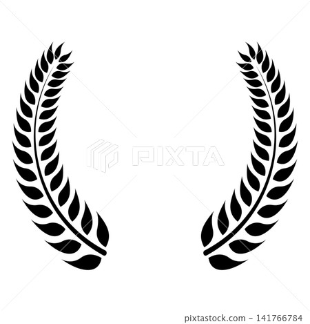 Laurel wreath black silhouette vector design, branch of olive leaves, victory symbol, winner award trophy rating badge 141766784