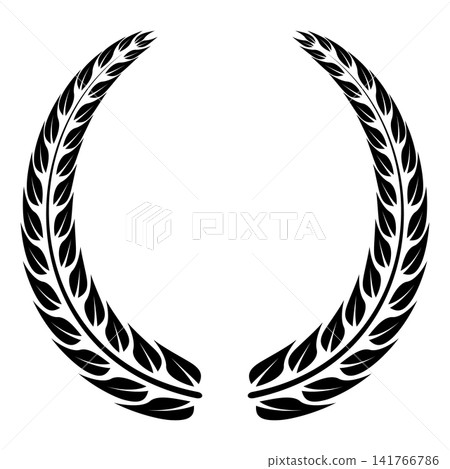 Laurel wreath black silhouette vector design, branch of olive leaves, victory symbol, winner award trophy rating badge 141766786