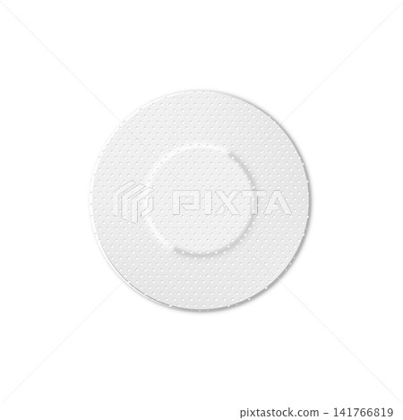 A white, round, bactericidal medical plaster with ventilation holes. 141766819