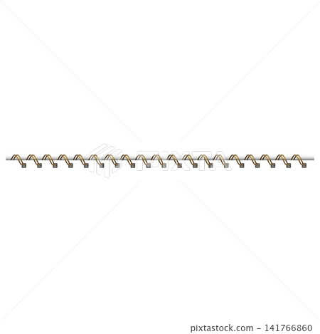 Golden metal spiral binder realistic vector, steel bound double thin wire rings spring, binding coils, square holes Golden metal spiral binder realistic vector, steel bound double thin wire rings spring, binding coils, square holes 141766860