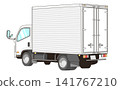 Vector illustration of a 2-ton truck viewed from the rear at an angle. 141767210
