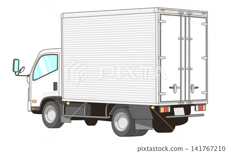 Vector illustration of a 2-ton truck viewed from the rear at an angle. Vector illustration of a 2-ton truck viewed from the rear at an angle. 141767210