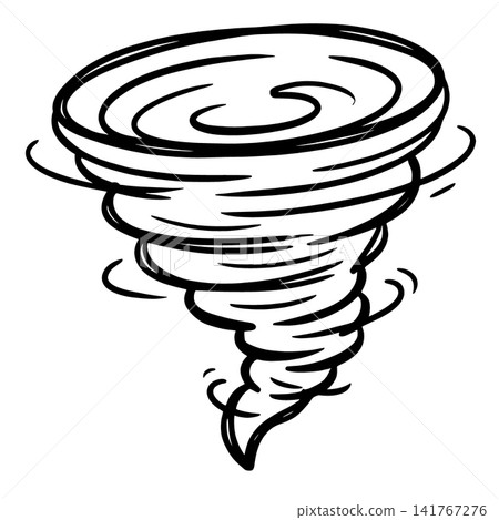 Tornado storm cloud swirling wind sketch illustration 141767276