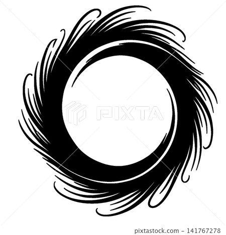 Abstract circle frame, black ink swirl 141767278