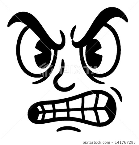Angry face expression icon, black line art, isolated on white background, cartoon face Angry face expression icon, black line art, isolated on white background, cartoon face 141767293