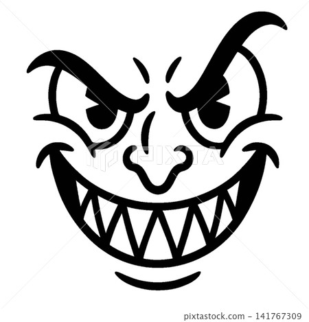 Evil face, monster face, scary face, black icon, smile symbol Evil face, monster face, scary face, black icon, smile symbol 141767309