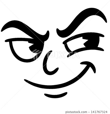 Smug face expression with arched eyebrow and sly smile Smug face expression with arched eyebrow and sly smile 141767324