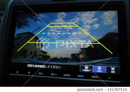 The scenery displayed on the rearview monitor The scenery displayed on the rearview monitor 141767519