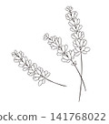 一組西方草藥“薰衣草”的向量線條藝術迷你插圖。 141768022