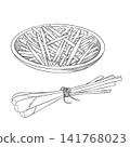 一組西方草藥“檸檬草”的向量線條藝術迷你插圖。 141768023