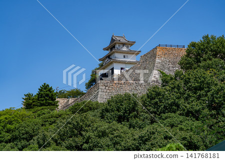 在藍天的襯托下,巍然屹立的是香川縣丸龜城的天守閣,它是日本現存的十二座原始城堡天守閣之一。 在藍天的襯托下,巍然屹立的是香川縣丸龜城的天守閣,它是日本現存的十二座原始城堡天守閣之一。 141768181