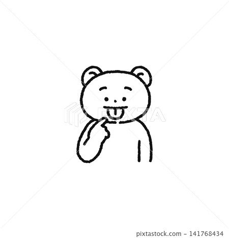 Bear pointing at its tongue (line drawing) Bear pointing at its tongue (line drawing) 141768434