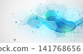 Abstract technology background with blue wireframe wave and  hexagons. Vector 141768656