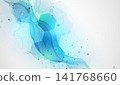 Abstract technology background with blue wireframe wave and  hexagons. Vector 141768660