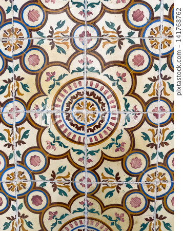 Traditional Portuguese azulejo tile floral pattern Traditional Portuguese azulejo tile floral pattern 141768762