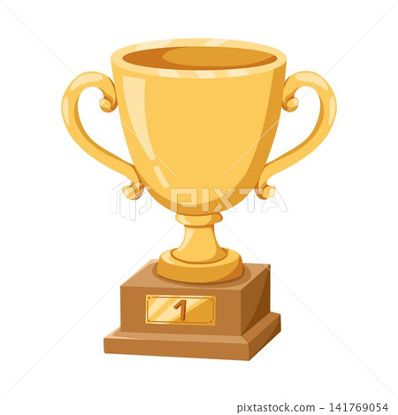 Trophy cup cartoon hand drawn vector illustration with golden winner award design. School achievement symbol perfect for education posters, classroom decor, certificates and competition branding Trophy cup cartoon hand drawn vector illustration with golden winner award design. School achievement symbol perfect for education posters, classroom decor, certificates and competition branding 141769054