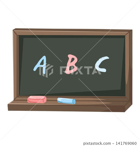 Blackboard cartoon hand drawn vector illustration with colorful alphabet letters and chalk pieces. Cute school education design perfect for classroom decor, preschool materials and learning posters Blackboard cartoon hand drawn vector illustration with colorful alphabet letters and chalk pieces. Cute school education design perfect for classroom decor, preschool materials and learning posters 141769060