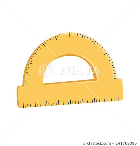 Protractor cartoon hand drawn vector illustration with measurement marks and geometry design. Math school tool perfect for classroom posters and education materials Protractor cartoon hand drawn vector illustration with measurement marks and geometry design. Math school tool perfect for classroom posters and education materials 141769080