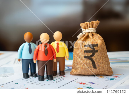 Office workers and the indian rupee money bag. Cost of hiring new employees, training, and professional development. Salaries and bonuses. Profit generated by subordinates. Office workers and the indian rupee money bag. Cost of hiring new employees, training, and professional development. Salaries and bonuses. Profit generated by subordinates. 141769152