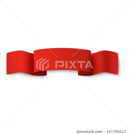 Red curled ribbon scroll element in 3D vector illustration Red curled ribbon scroll element in 3D vector illustration 141769217