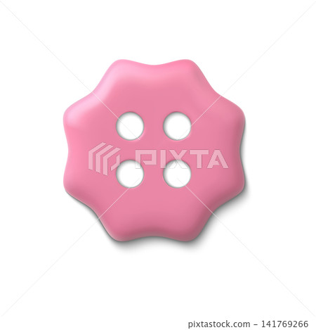 Pink flower button 3D vector sewing element Pink flower button 3D vector sewing element 141769266