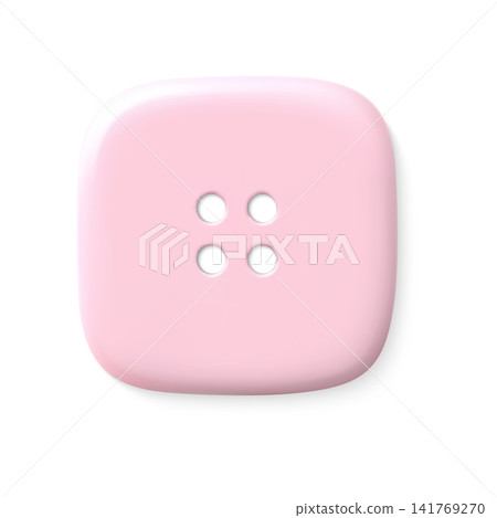 Glossy pink sewing button 3D vector element Glossy pink sewing button 3D vector element 141769270