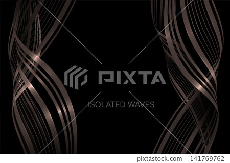 Chaotic wavy pattern in gold on a black background. Isolated design element Chaotic wavy pattern in gold on a black background. Isolated design element 141769762