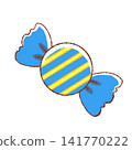 Cute hand-drawn illustration of blue candy 141770222