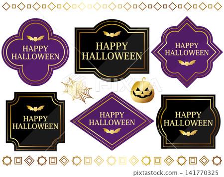 A luxurious set of 6 Halloween cards in gold. A luxurious set of 6 Halloween cards in gold. 141770325