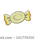Cute oval-shaped candy hand-drawn illustration 141770350