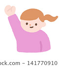 Illustration of a girl raising her hand 141770910
