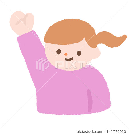 舉手的女孩的插圖 舉手的女孩的插圖 141770910