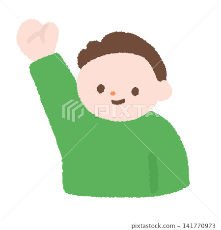 Illustration of a boy raising his hand Illustration of a boy raising his hand 141770973