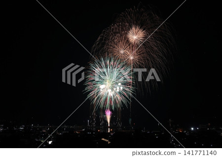 Fireworks blooming in the night sky Fireworks blooming in the night sky 141771140