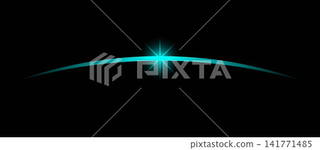 abstract cyan lens flare horizon light on black background with futuristic glow abstract cyan lens flare horizon light on black background with futuristic glow 141771485
