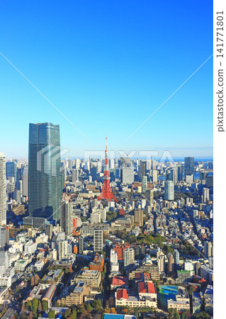 Scenery of Tokyo Tower and Azabudai Hills Mori JP Tower, Minato-ku, Tokyo Scenery of Tokyo Tower and Azabudai Hills Mori JP Tower, Minato-ku, Tokyo 141771801