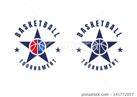 Modern Basketball Star Emblem Logo with Circular Tournament Badge Vector Design Modern Basketball Star Emblem Logo with Circular Tournament Badge Vector Design 141772057