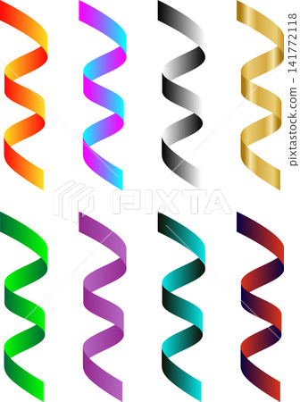 Vibrant colorful curling party serpentine ribbons set template for birthday festive celebration event anniversary decor invitation poster design Vibrant colorful curling party serpentine ribbons set template for birthday festive celebration event anniversary decor invitation poster design 141772118