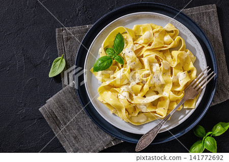 Pappardelle Alfredo Pasta with Cream Cheese Sauce Pappardelle Alfredo Pasta with Cream Cheese Sauce 141772692