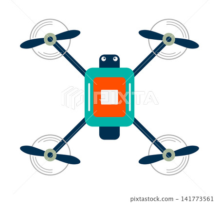 Drone quadcopter top down view technical illustration flat design with aircraft Drone quadcopter top down view technical illustration flat design with aircraft 141773561