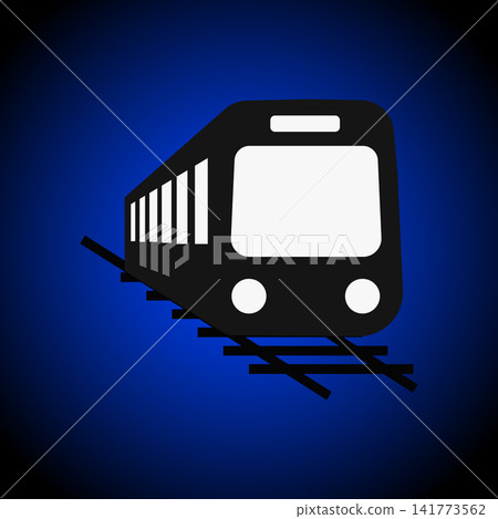 Train silhouette icon on blue gradient background representing railway transport Train silhouette icon on blue gradient background representing railway transport 141773562