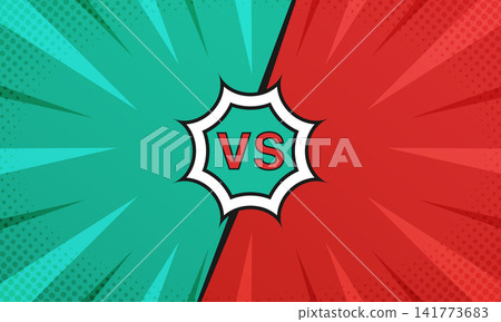 Vector green and red comic book style background with a standoff 141773683